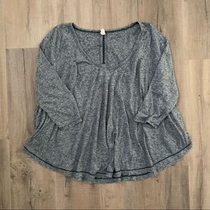 Free People Oversized Gray Blouse Top Size Medium